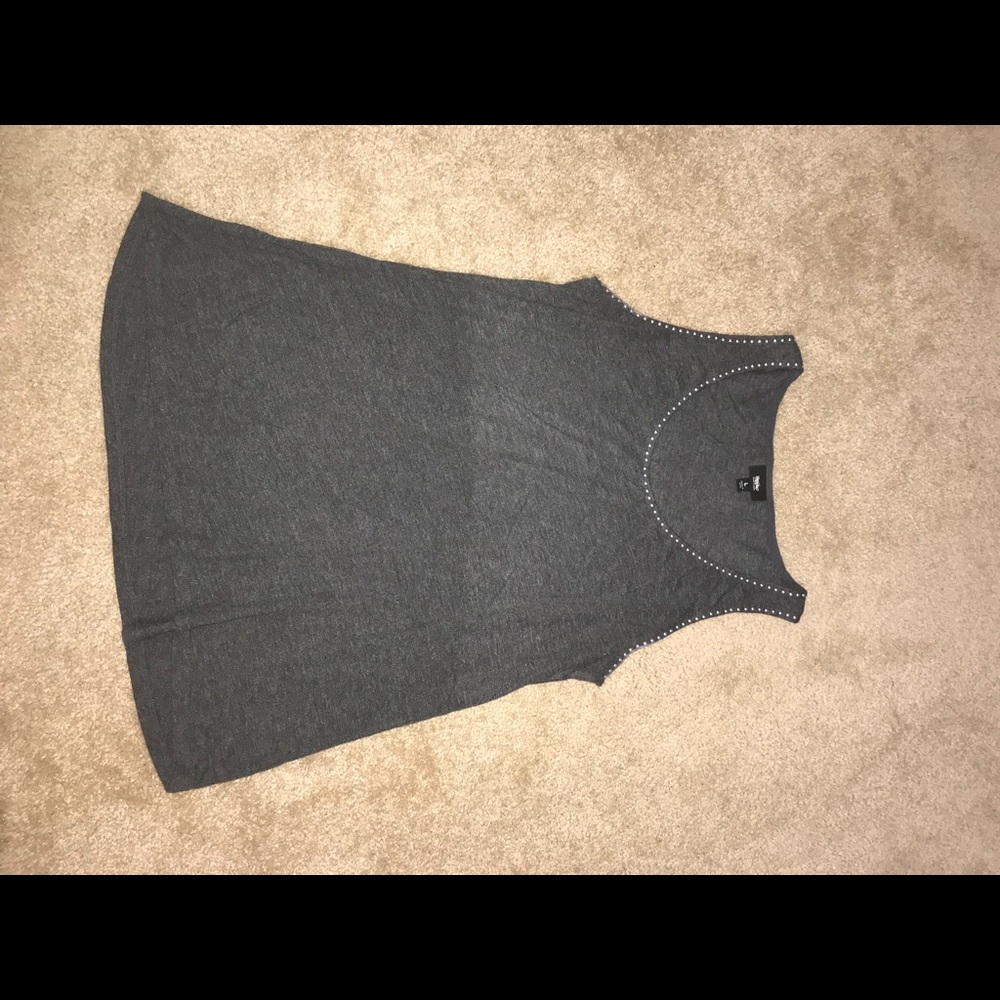 Dark Charcoal Colored Tank Top with Studding